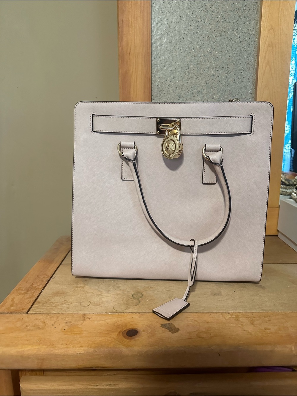 Michael Kors Light Pink Saffiano Satchel with Gold Hardware